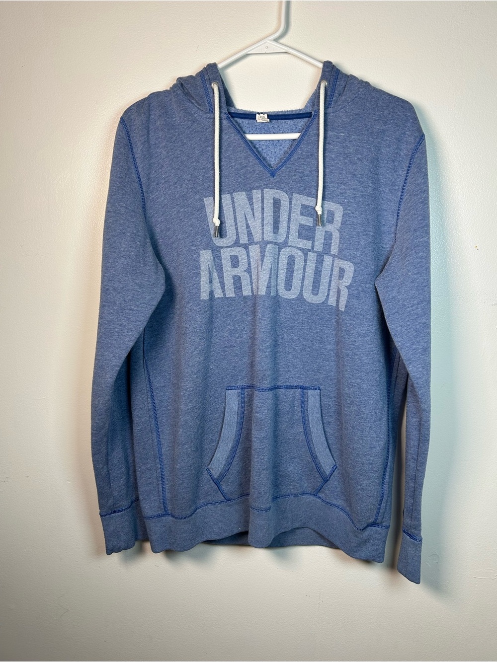 Under Armour Women's Heather Blue Hoodie Sweatshirt Loose Fit Sz Lg Cozy Soft